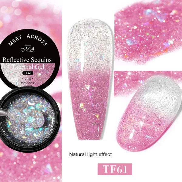 MEET ACROSS Macaron Glitter Nail Gel Polish with Heart Sequins - Himpall