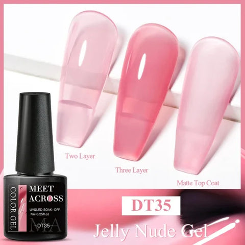MEET ACROSS Macaron Glitter Nail Gel Polish with Heart Sequins - Himpall