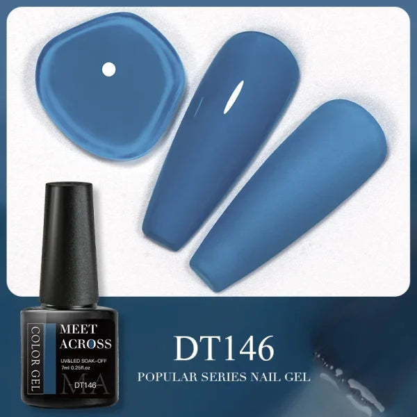 MEET ACROSS Macaron Glitter Nail Gel Polish with Heart Sequins - Himpall
