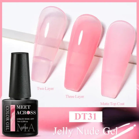 MEET ACROSS Macaron Glitter Nail Gel Polish with Heart Sequins - Himpall