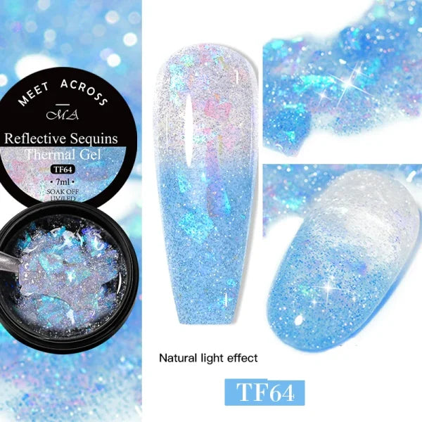 MEET ACROSS Macaron Glitter Nail Gel Polish with Heart Sequins - Himpall