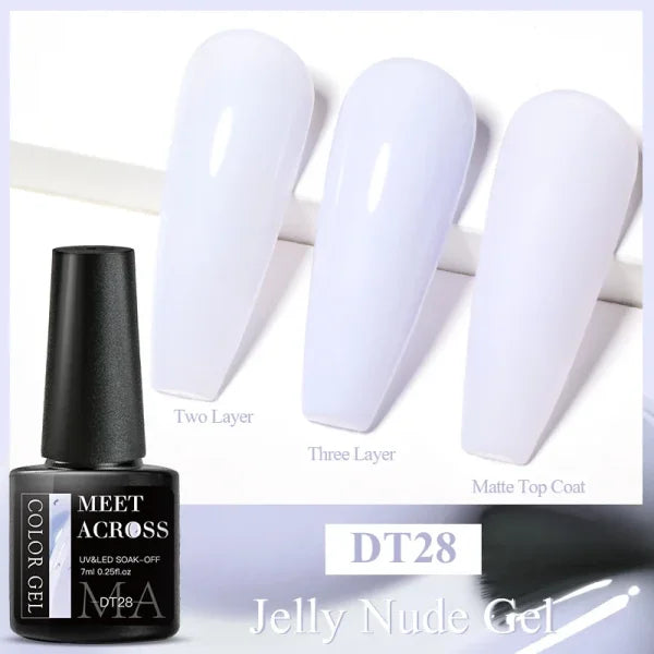 MEET ACROSS Macaron Glitter Nail Gel Polish with Heart Sequins - Himpall