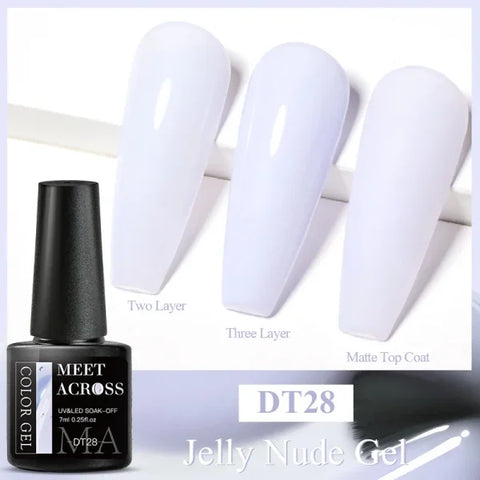 MEET ACROSS Macaron Glitter Nail Gel Polish with Heart Sequins - Himpall