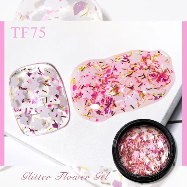 MEET ACROSS Macaron Glitter Nail Gel Polish with Heart Sequins - Himpall