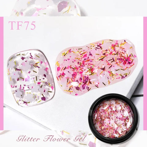 MEET ACROSS Macaron Glitter Nail Gel Polish with Heart Sequins - Himpall