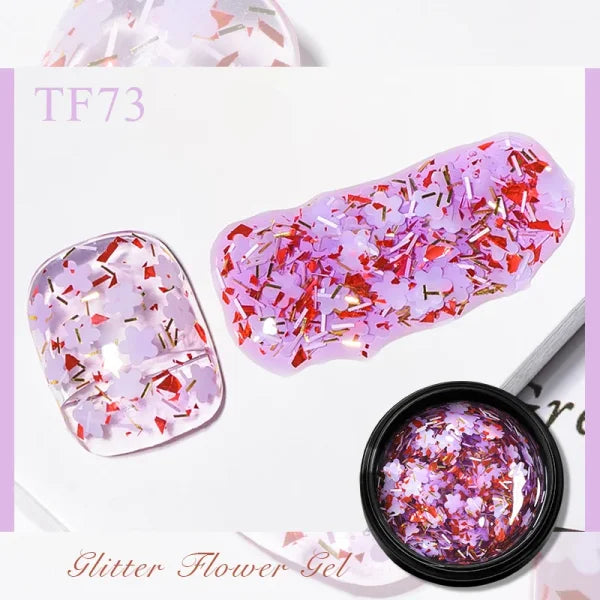 MEET ACROSS Macaron Glitter Nail Gel Polish with Heart Sequins - Himpall