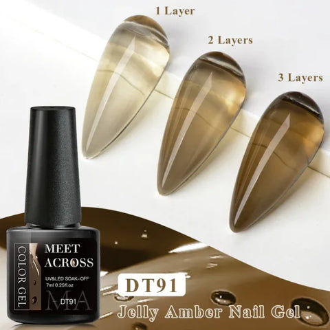 MEET ACROSS Macaron Glitter Nail Gel Polish with Heart Sequins - Himpall