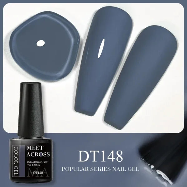 MEET ACROSS Macaron Glitter Nail Gel Polish with Heart Sequins - Himpall