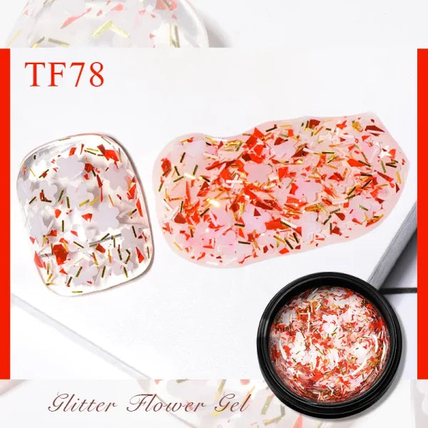 MEET ACROSS Macaron Glitter Nail Gel Polish with Heart Sequins - Himpall