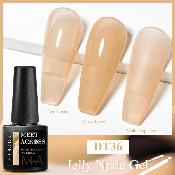 MEET ACROSS Macaron Glitter Nail Gel Polish with Heart Sequins - Himpall