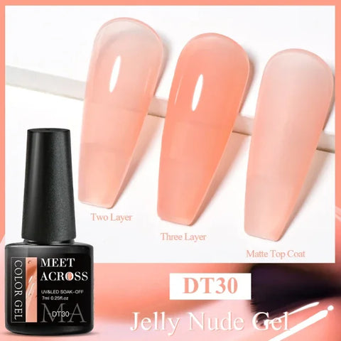 MEET ACROSS Macaron Glitter Nail Gel Polish with Heart Sequins - Himpall