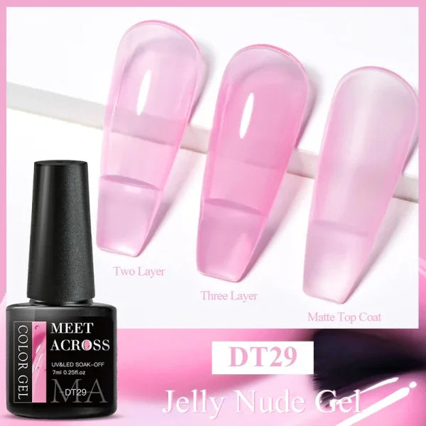 MEET ACROSS Macaron Glitter Nail Gel Polish with Heart Sequins - Himpall