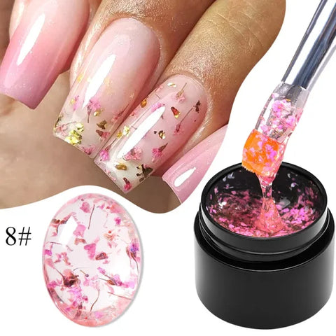 MEET ACROSS Macaron Glitter Nail Gel Polish with Heart Sequins - Himpall