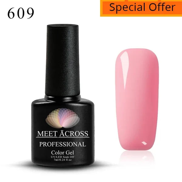 MEET ACROSS Macaron Glitter Nail Gel Polish with Heart Sequins - Himpall