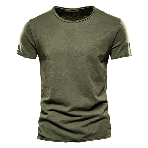 Men 100% Cotton Short Sleeve T Shirt Soft Casual Summer Fitness Type - F038-army green / CN Size M 55-65kg