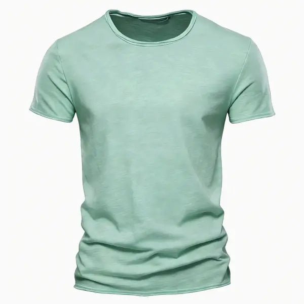 Men 100% Cotton Short Sleeve T Shirt Soft Casual Summer Fitness Type - F038-LightGreen / CN Size M 55-65kg