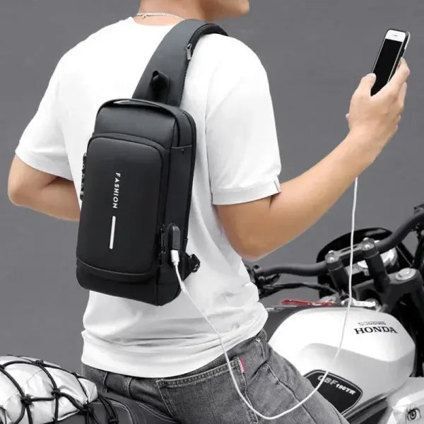 Anti Theft Oxford Sling Pack with USB Charging