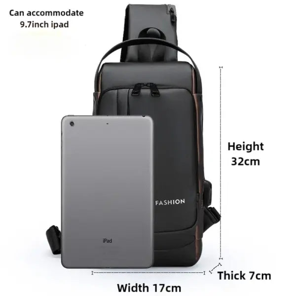 Anti Theft Oxford Sling Pack with USB Charging