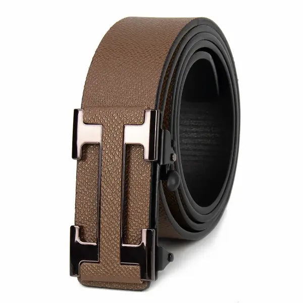 Men Business Belts Durable Leather Dark Office Style - Champagne / 120cm / China Mainland