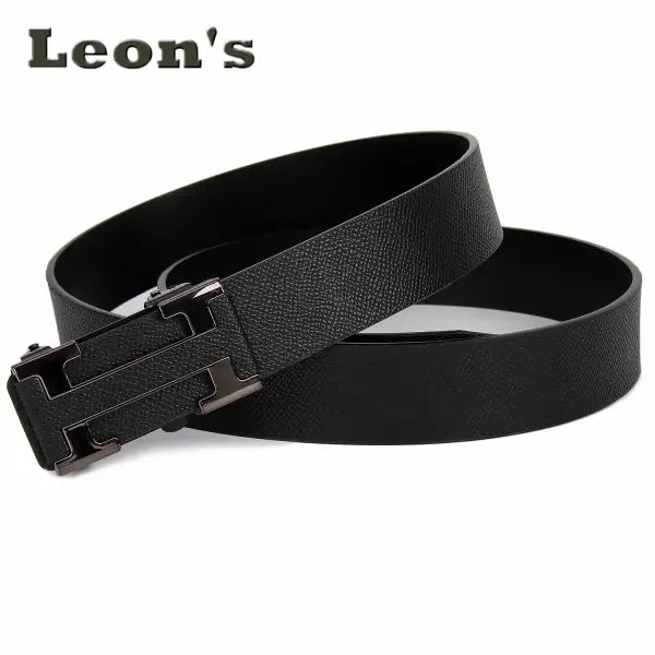 Men Business Belts Durable Leather Dark Office Style