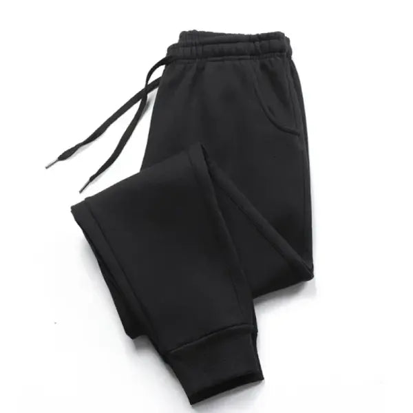 Men Casual Sports Pants Polyester Athletic Joggers - Black / XXXL