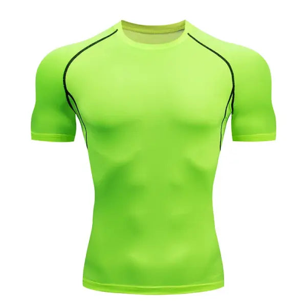Men’s Dry Fit Compression Shirt Elastane Quick Dry Athletic Top - green / 4XL