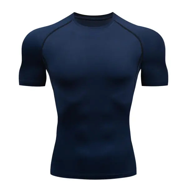 Men’s Dry Fit Compression Shirt Elastane Quick Dry Athletic Top - navy / XXXL
