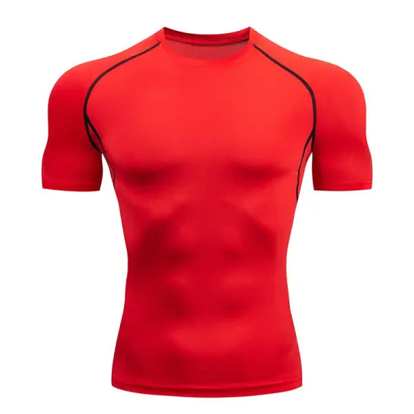 Men’s Dry Fit Compression Shirt Elastane Quick Dry Athletic Top - Red / XXXL