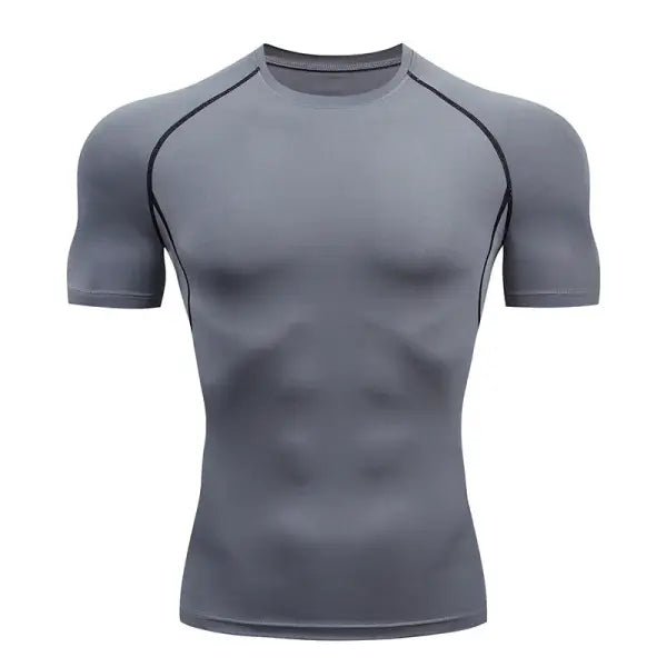 Men’s Dry Fit Compression Shirt Elastane Quick Dry Athletic Top - GRAY / 4XL