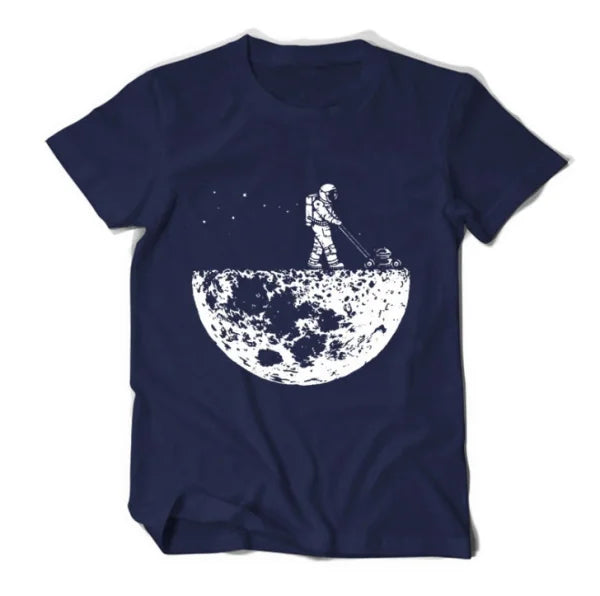 Men Creative Design Summer T-shirt Featuring Unique Moon Graphic - Himpall