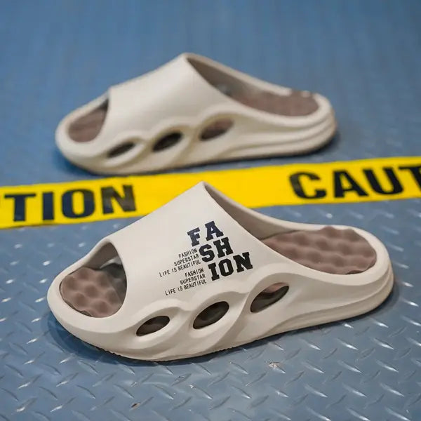 Men’s Fashion Massage Slippers: Thick-Sole Non-Slip Summer Slides & Beach Flip Flops - Khaki / 41-42 / CHINA