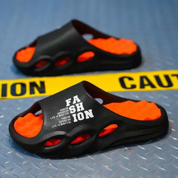 Men’s Fashion Massage Slippers: Thick-Sole Non-Slip Summer Slides & Beach Flip Flops - black / 41-42 / CHINA