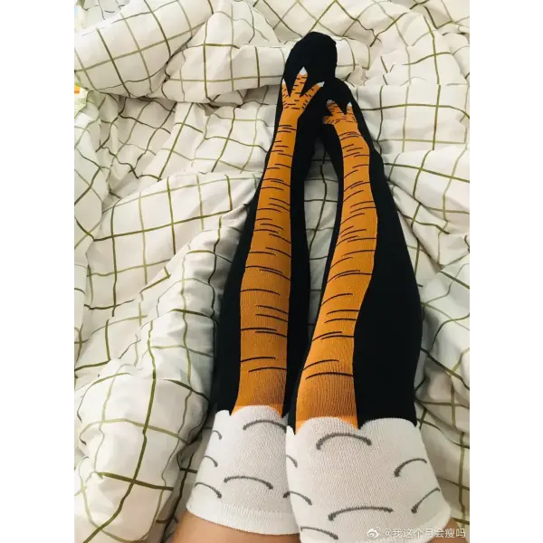 Men Funny 3D Chicken Socks Print Cartoon Cosplay High flexibility Thigh High Sock Cotton Fashion Thin Toe Feet