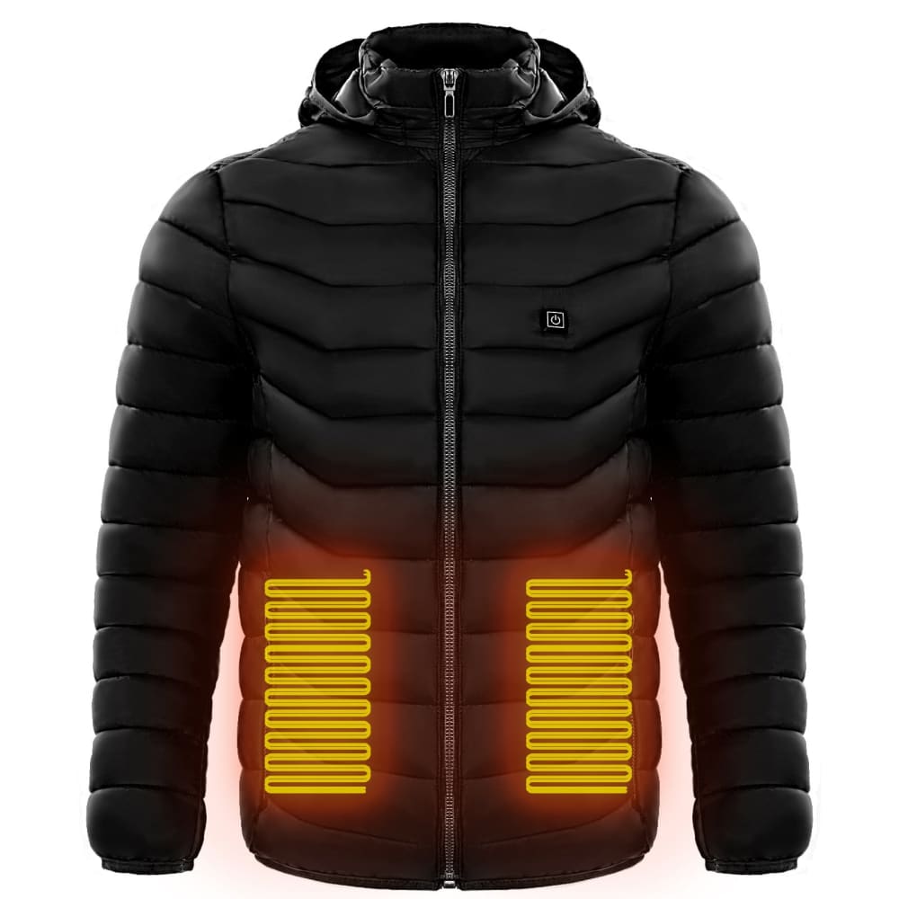 Men-heated-puffer-jacket-electric-heating-coat-insulated-hood - Black / 2xl