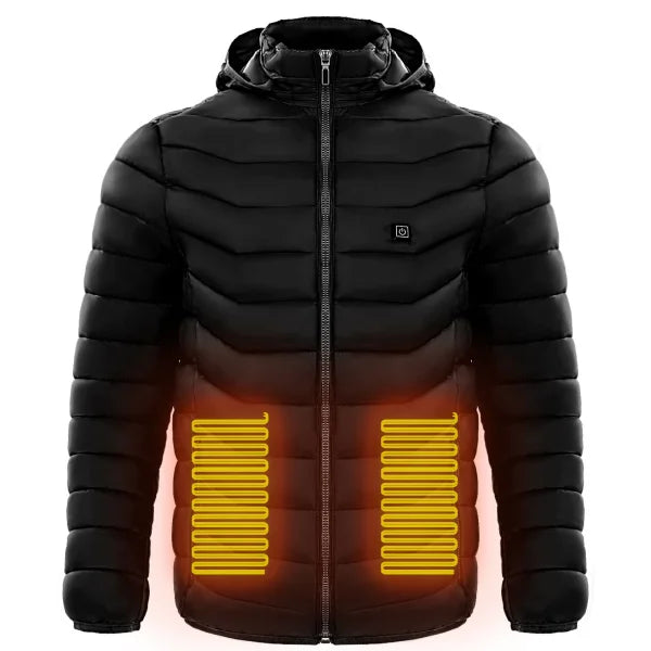 Men-heated-puffer-jacket-electric-heating-coat-insulated-hood - Black / 2xl