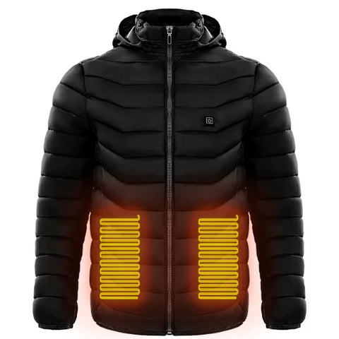 Men-heated-puffer-jacket-electric-heating-coat-insulated-hood - Black / 2xl