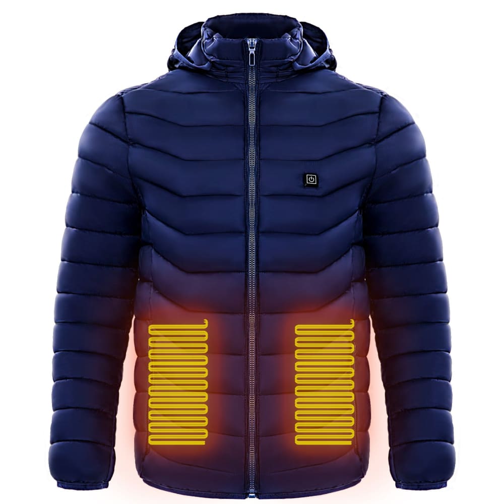 Men-heated-puffer-jacket-electric-heating-coat-insulated-hood - Blue / 2xl