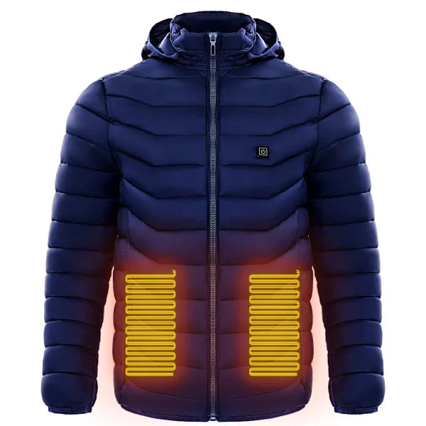 Men-heated-puffer-jacket-electric-heating-coat-insulated-hood - Blue / 2xl