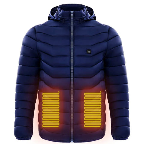 Men-heated-puffer-jacket-electric-heating-coat-insulated-hood - Blue / 2xl
