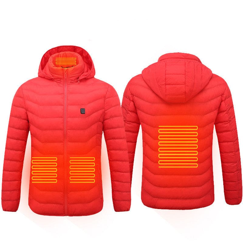 Men-heated-puffer-jacket-electric-heating-coat-insulated-hood - Red / 2xl