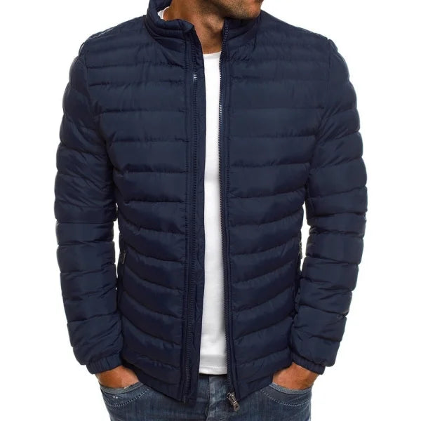 Men-jacket-zipper-solid-color-long-sleeves-pockets-coldproof-autumn - Navy Blue / 2XL