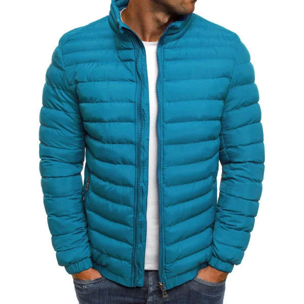 Men-jacket-zipper-solid-color-long-sleeves-pockets-coldproof-autumn - Light Blue / 2XL