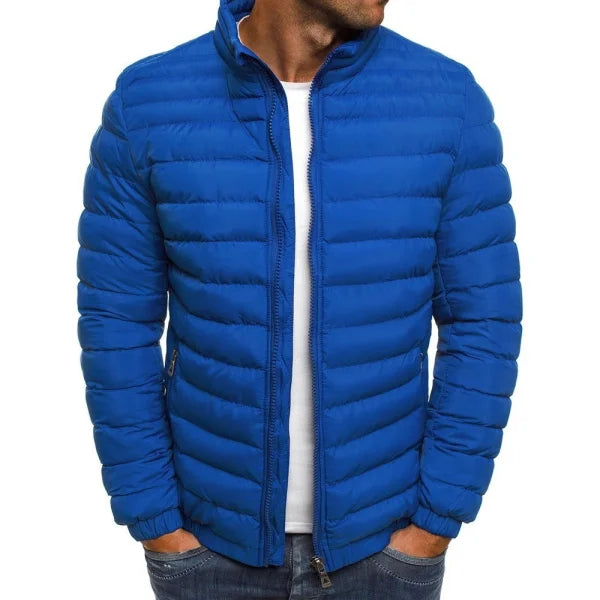 Men-jacket-zipper-solid-color-long-sleeves-pockets-coldproof-autumn - Sapphire Blue / 2XL