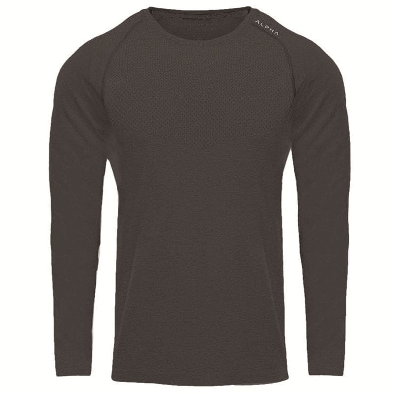 Men Long Sleeves T-Shirts Mesh Breathable Gyms Fitness Sports Clothes