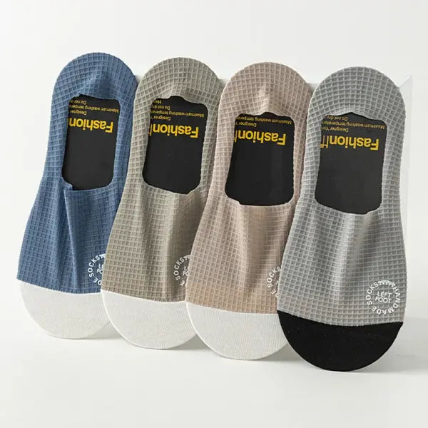 Men Low Cut Waffle Pattern Mesh Socks 3 Pair Pack