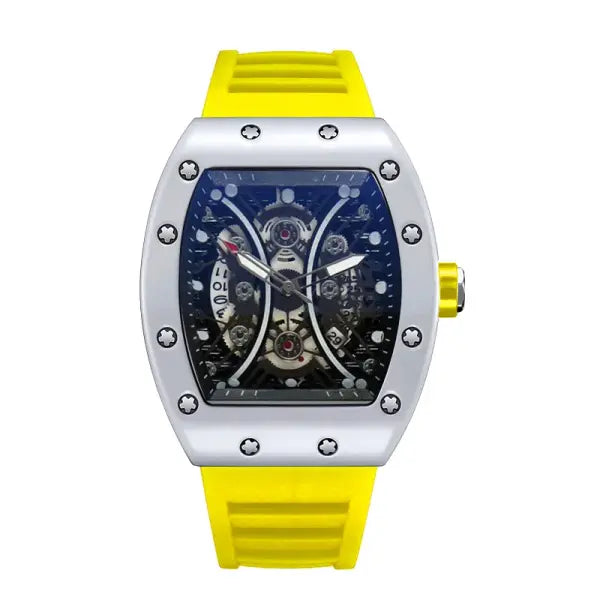 Men Luxury Sports Watch Stainless Steel Quartz Silicone Active Style - Yellow