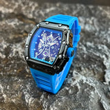 Men Luxury Sports Watch Stainless Steel Quartz Silicone Active Style - Blue1