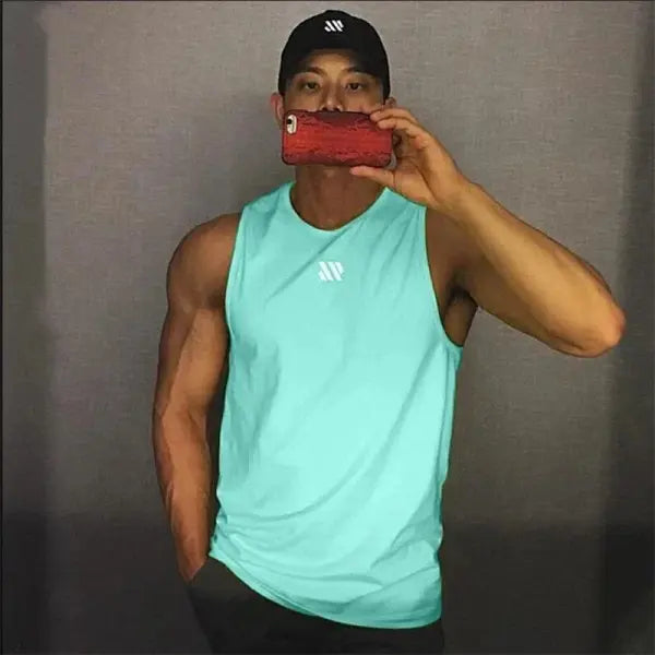 Men Mesh Fitness Tops Breathable Gym Running Vest