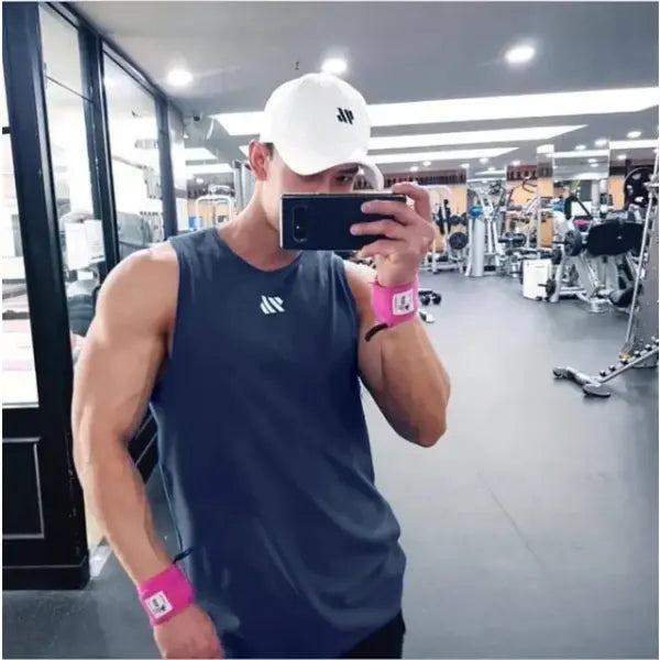 Men Mesh Fitness Tops Breathable Gym Running Vest - navy blue / XXXL