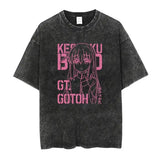 Men Oversized Printed Knit Cotton Summer Top - AF480C Black / M